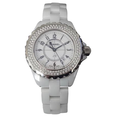 montre chanel j12 blanche diamant|chanel diamond bezel.